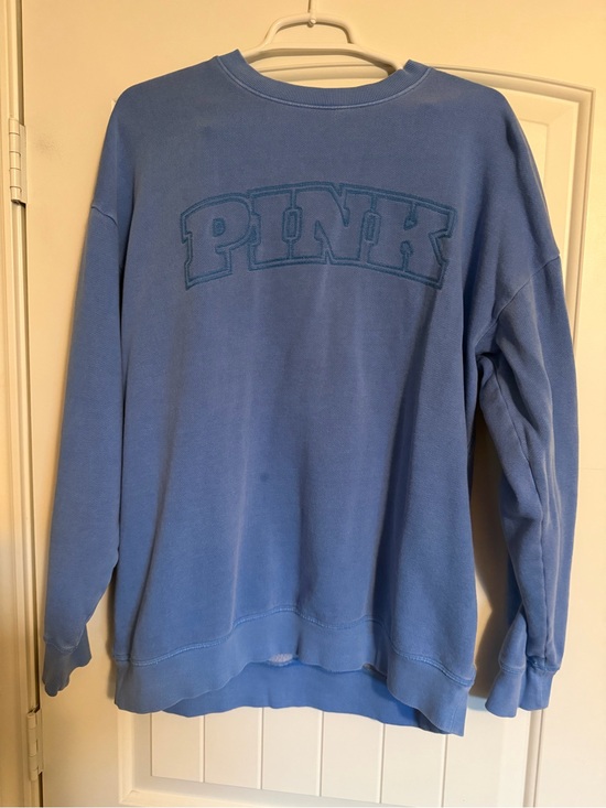 PINK Victoria's Secret Tops - PINK Victoria's Secret Women’s Crewneck Sweatshirt in Sky Blue